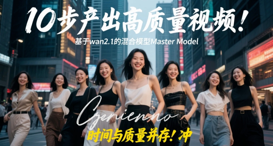 【closerAI ComfyUI】10步产出高质量视频！基于wan2.1的混合模型Master Model：时间与质量并存！冲