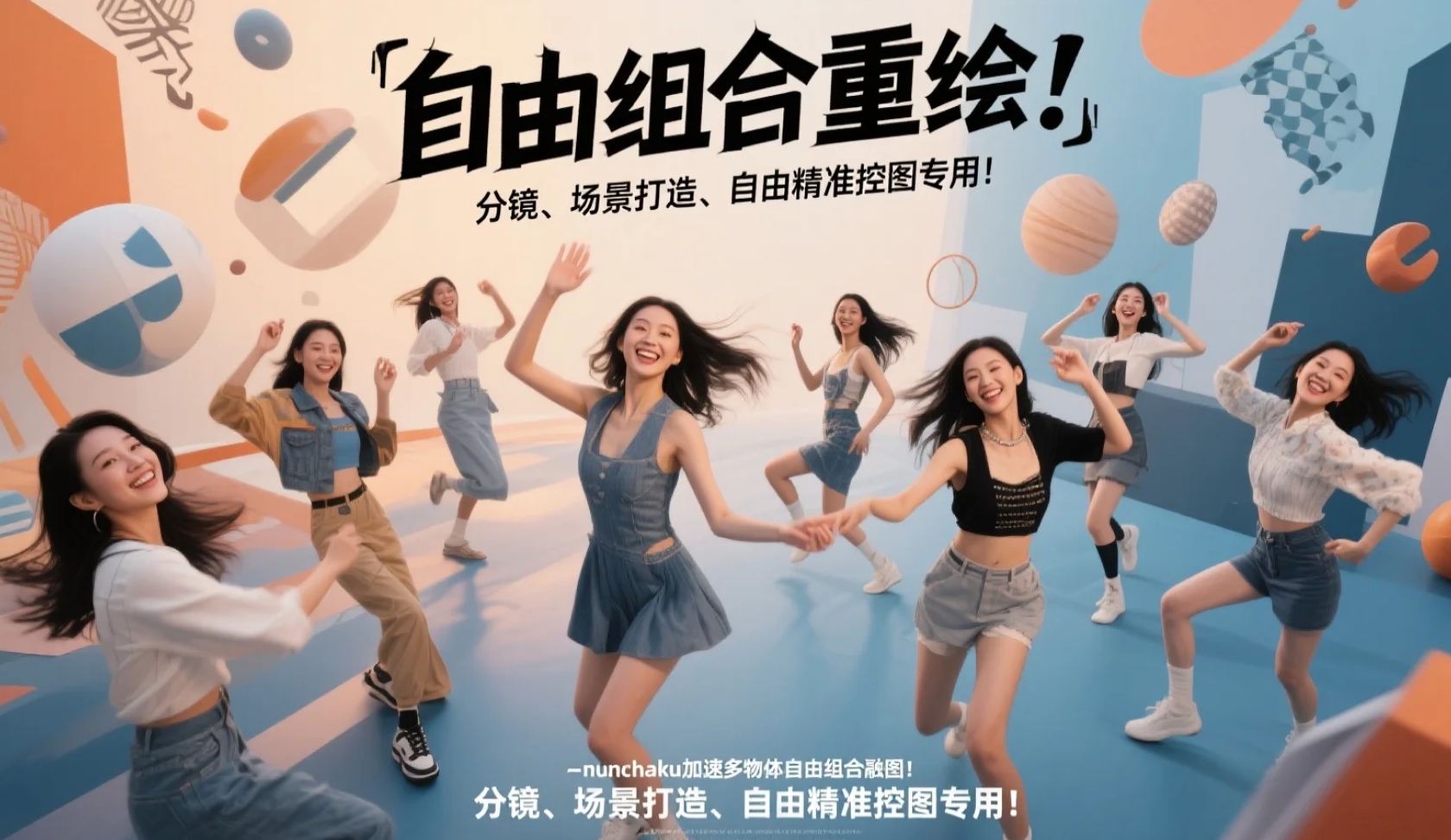 【closerAI ComfyUI】自由组合重绘！nunchaku加持下的多物体自由组合融图！分镜、场景打造、自由精准控图专用！