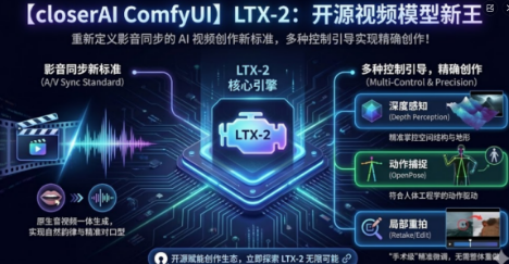 音画同步生成！开源视频模型新王：LTX-2，重新定义影音同步的 AI 视频创作新标准，多种控制引导实现精确创作！