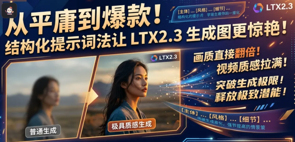 从平庸到炸裂！结构化提示词大法，让 LTX2.3 生成效果更炸裂！这一招直接让画质翻倍，视频质感拉满！