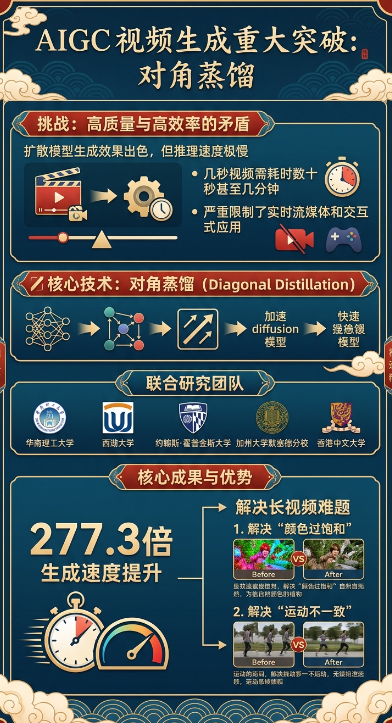 2.61秒生成5秒视频：对角蒸馏（Diagonal Distillation）开启实时流式视频新纪元