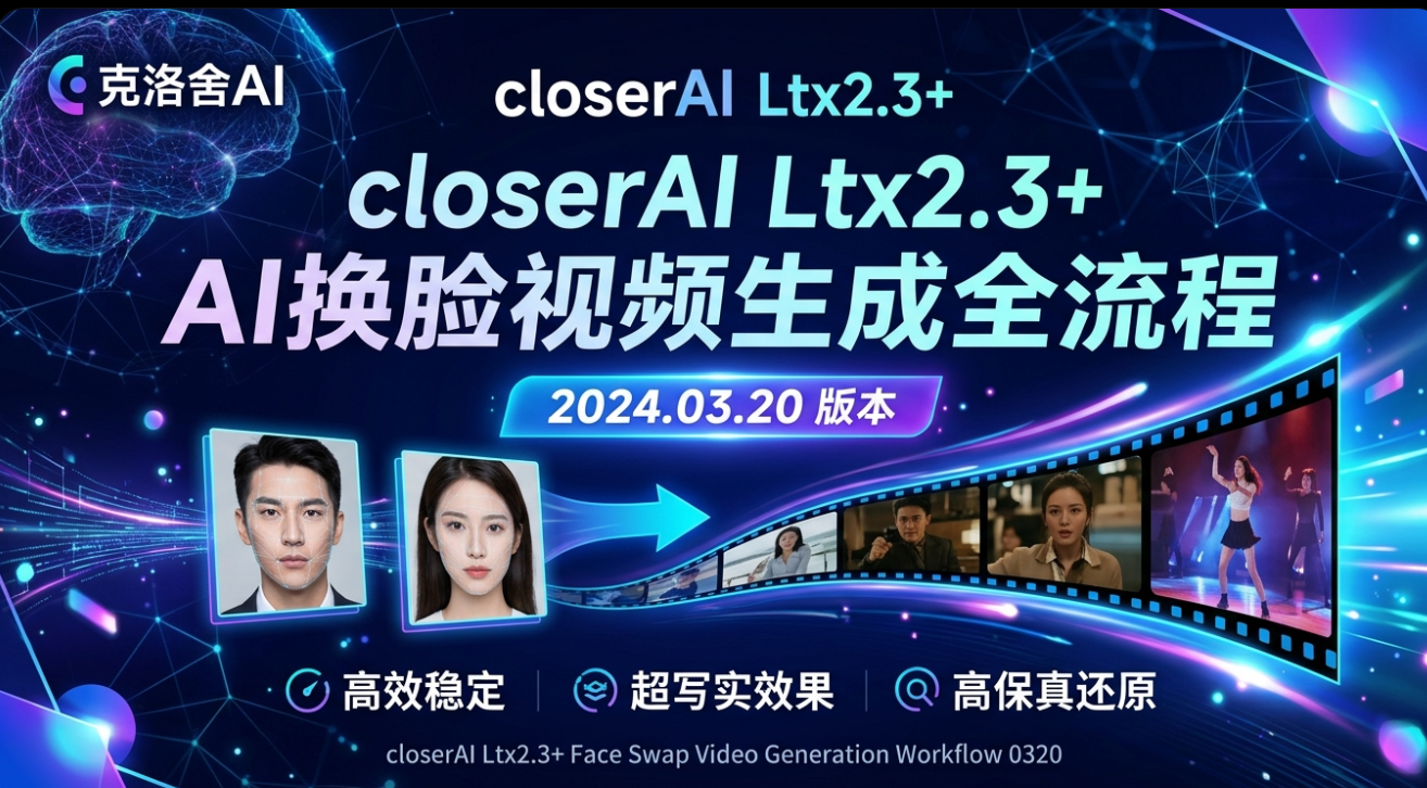 closerAI Ltx2.3+换脸视频生成工作流0320