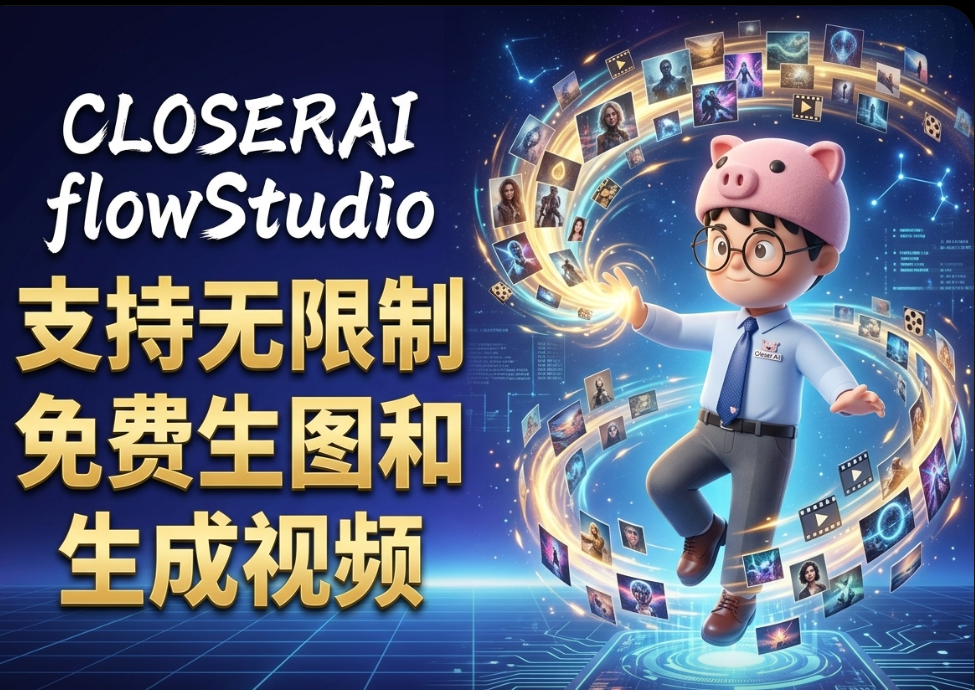 CLOSERAI FlowStudio现支持第三方API,可无限制免费生图和视频生成，AIGC创作最强免费工具