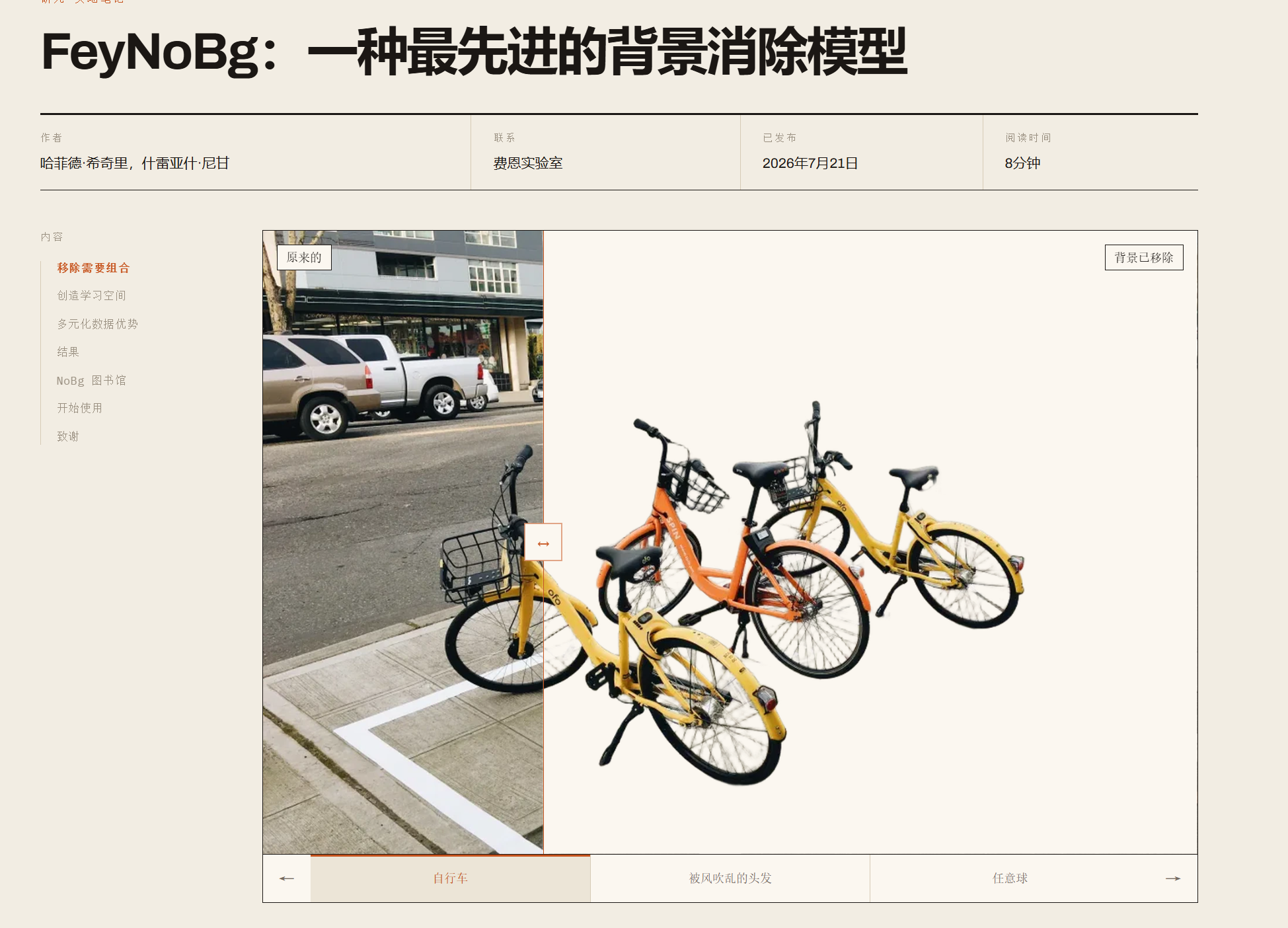 FeyNoBg SOTA级自动背景去除模型