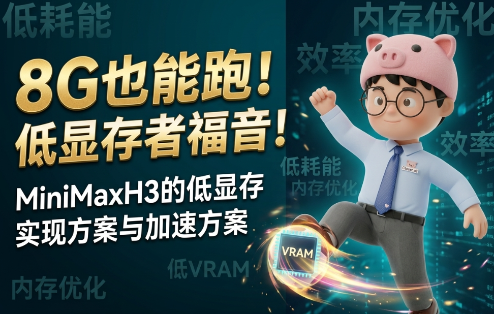 8G也能跑！低显存者福音！MiniMaxH3的低显存实现方案与加速方案，本地自由无限制的免费创作生产力工具！
