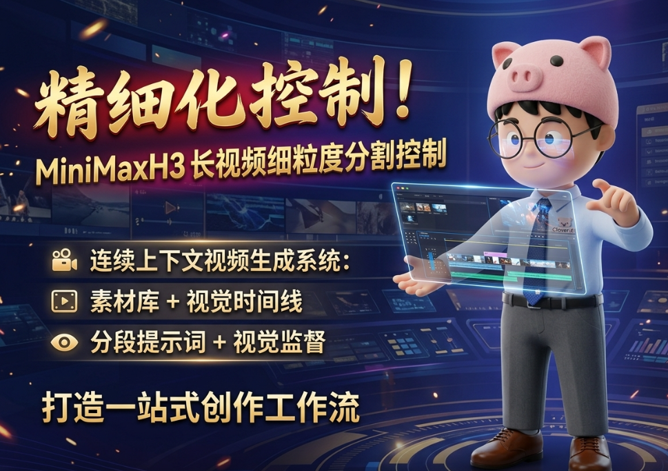 精细化控制！MiniMaxH3长视频精细化分段控制，连续上下文视频生成系统：素材库+可视化时间轨+分段提示词+可视化监督，打造一站式创作流程