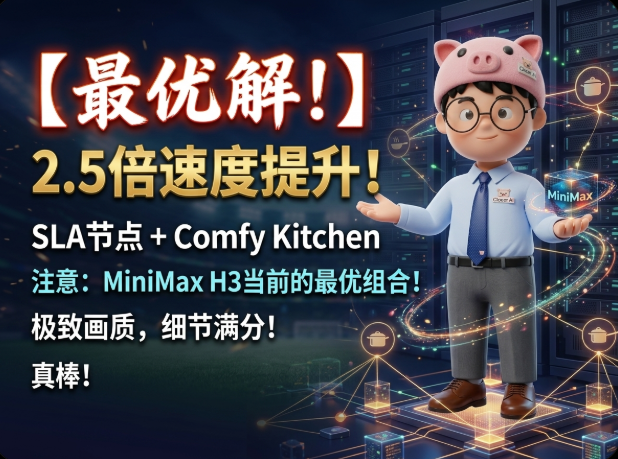 综合最优解！2.5 倍的速度提升！SLA 节点 + Comfy Kitchen Attention 目前针对 MiniMax H3 最优的搭配组合！极佳的画质与细节！掂！