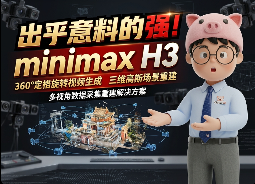 出乎意料的强！minimaxH3生成360度定格旋转视频，多视角数据采集重建三维高斯场景解决方案！可视化、沉浸式的多视角与运镜思路！