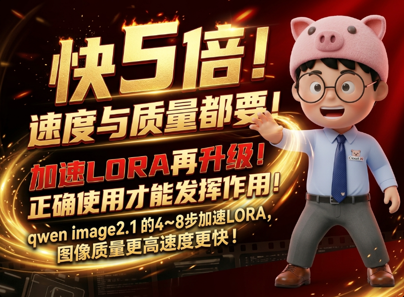 快5倍！速度与质量都要！加速LORA再升级！正确使用才能发挥作用！qwen image2.1的4~8步加速LORA，图像质量更高速度更快！