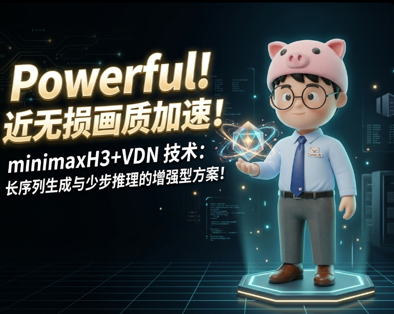 强！接近无损画质的技术加速！minimaxH3+VDN技术：面向长序列生成和少步推理的增强方案！